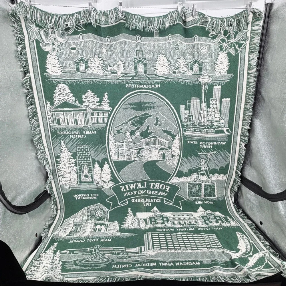 Fort Lewis Washington Woven Throw Blanket 48x63